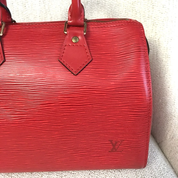 Authentic Louis Vuitton Speedy 25 bag red leather - Picture 4 of 16